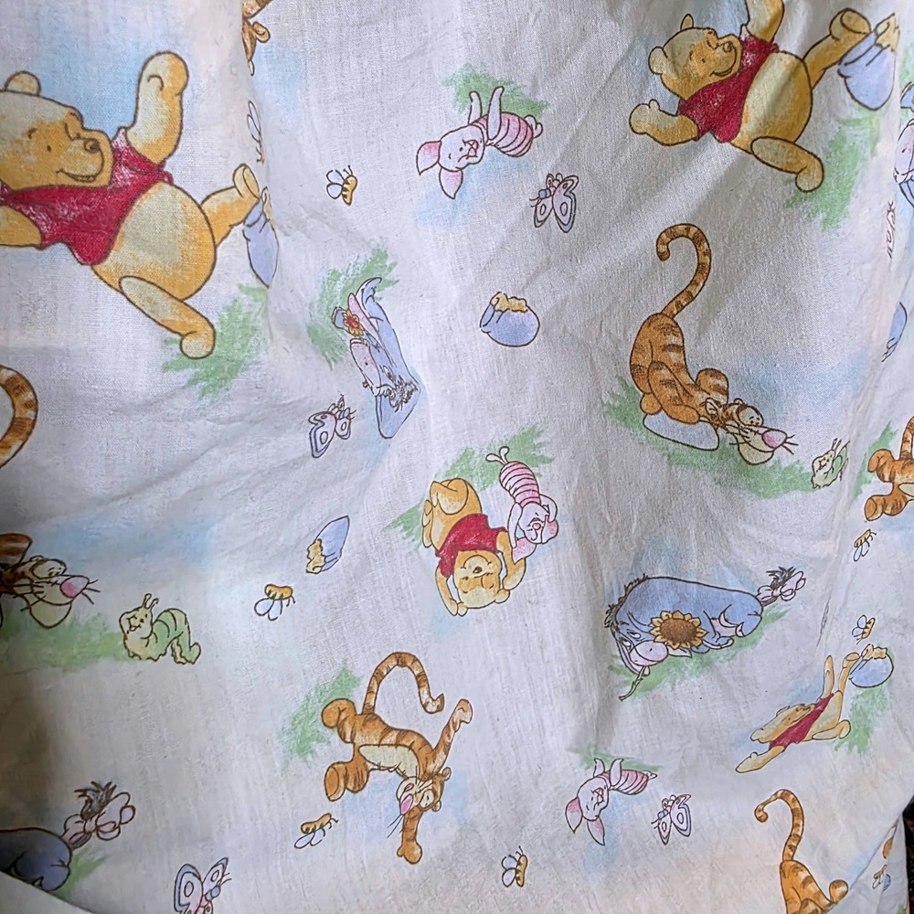 Vtg Disney Winnie Pooh Tigger Piglet Eeyore Fitted Crib Sheet Sage Green Mlticlr